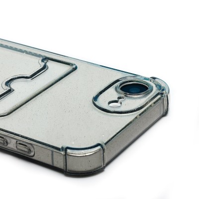 Чехол-накладка для Apple iPhone 16e (черный) - SC300 с картхолдером