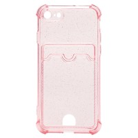 Чехол-накладка для Apple iPhone 8 (розовый) - SC300 с картхолдером