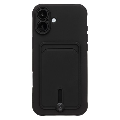 Чехол-накладка для Apple iPhone 16 Plus (черный) - SC304 c картхолдером