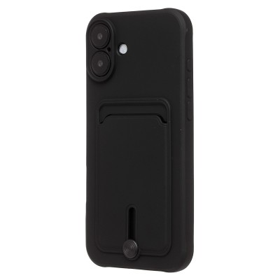 Чехол-накладка для Apple iPhone 16 Plus (черный) - SC304 c картхолдером