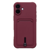 Чехол-накладка для Apple iPhone 16 Plus (бордовый) - SC304 c картхолдером