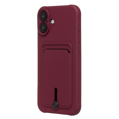 Чехол-накладка для Apple iPhone 16 Plus (бордовый) - SC304 c картхолдером