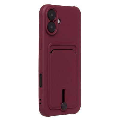 Чехол-накладка для Apple iPhone 16 Plus (бордовый) - SC304 c картхолдером