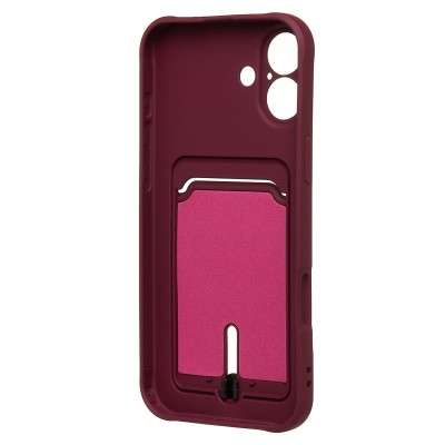 Чехол-накладка для Apple iPhone 16 Plus (бордовый) - SC304 c картхолдером