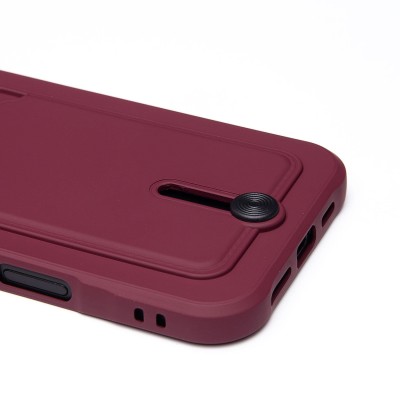 Чехол-накладка для Apple iPhone 16 Plus (бордовый) - SC304 c картхолдером