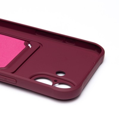 Чехол-накладка для Apple iPhone 16 Plus (бордовый) - SC304 c картхолдером