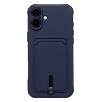 Чехол-накладка для Apple iPhone 16 Plus (темно-синий) - SC304 c картхолдером