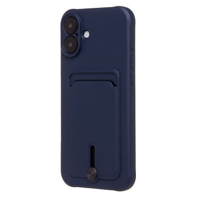 Чехол-накладка для Apple iPhone 16 Plus (темно-синий) - SC304 c картхолдером