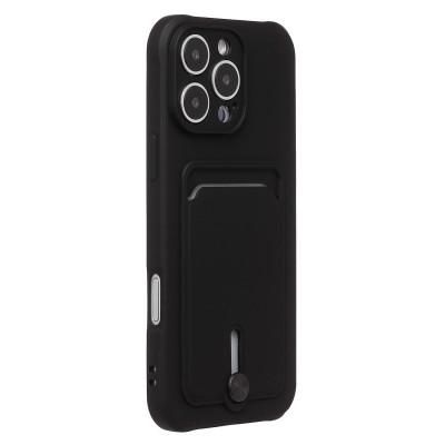 Чехол-накладка для Apple iPhone 16 Pro Max (черный) - SC304 c картхолдером