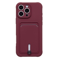 Чехол-накладка для Apple iPhone 16 Pro Max (бордовый) - SC304 c картхолдером