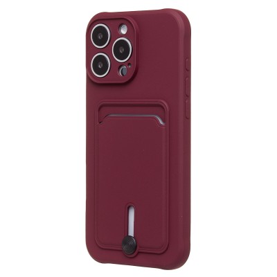 Чехол-накладка для Apple iPhone 16 Pro Max (бордовый) - SC304 c картхолдером