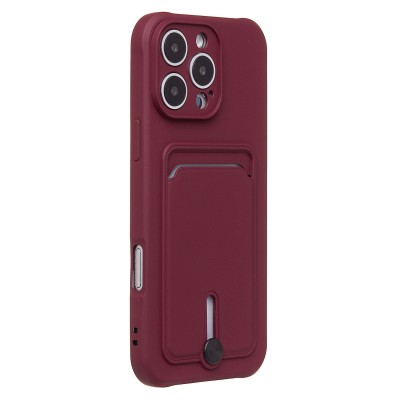 Чехол-накладка для Apple iPhone 16 Pro Max (бордовый) - SC304 c картхолдером