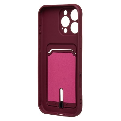 Чехол-накладка для Apple iPhone 16 Pro Max (бордовый) - SC304 c картхолдером