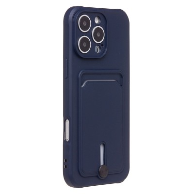 Чехол-накладка для Apple iPhone 16 Pro Max (темно-синий) - SC304 c картхолдером