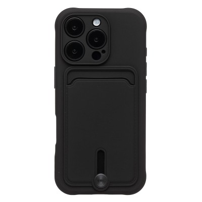 Чехол-накладка для Apple iPhone 16 Pro (черный) - SC304 c картхолдером