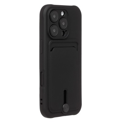 Чехол-накладка для Apple iPhone 16 Pro (черный) - SC304 c картхолдером