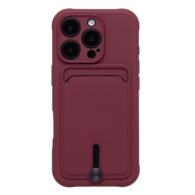 Чехол-накладка для Apple iPhone 16 Pro (бордовый) - SC304 c картхолдером