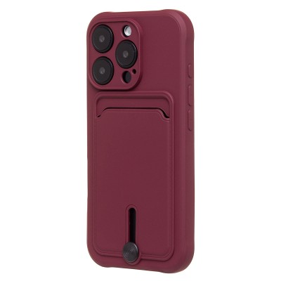 Чехол-накладка для Apple iPhone 16 Pro (бордовый) - SC304 c картхолдером