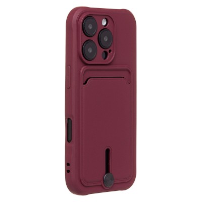 Чехол-накладка для Apple iPhone 16 Pro (бордовый) - SC304 c картхолдером
