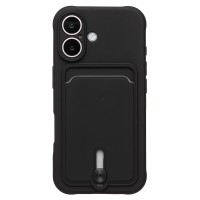 Чехол-накладка для Apple iPhone 16 (черный) - SC304 c картхолдером