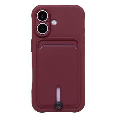 Чехол-накладка для Apple iPhone 16 (бордовый) - SC304 c картхолдером