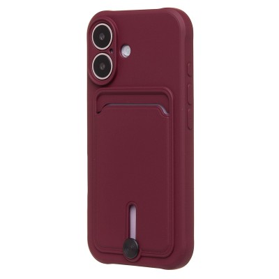 Чехол-накладка для Apple iPhone 16 (бордовый) - SC304 c картхолдером