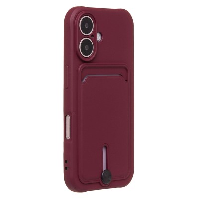 Чехол-накладка для Apple iPhone 16 (бордовый) - SC304 c картхолдером
