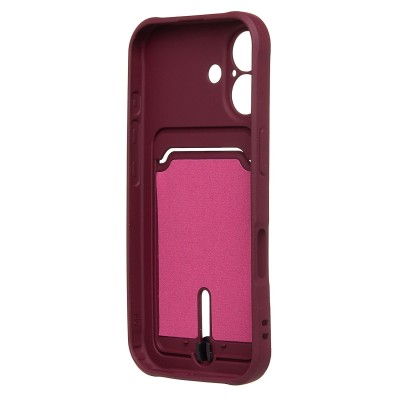 Чехол-накладка для Apple iPhone 16 (бордовый) - SC304 c картхолдером