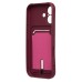 Чехол-накладка для Apple iPhone 16 (бордовый) - SC304 c картхолдером