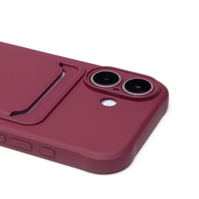 Чехол-накладка для Apple iPhone 16 (бордовый) - SC304 c картхолдером