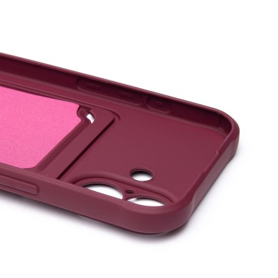 Чехол-накладка для Apple iPhone 16 (бордовый) - SC304 c картхолдером