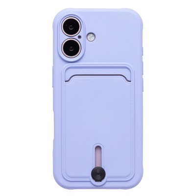 Чехол-накладка для Apple iPhone 16 (светло-фиолетовый) - SC304 c картхолдером