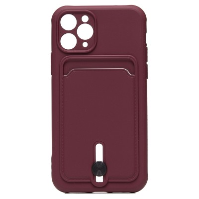 Чехол-накладка для Apple iPhone 11 Pro (бордовый) - SC304 с картхолдером