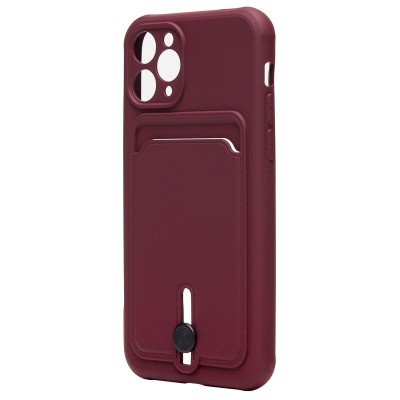 Чехол-накладка для Apple iPhone 11 Pro (бордовый) - SC304 с картхолдером