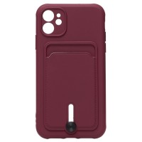 Чехол-накладка для Apple iPhone 11 (бордовый) - SC304 с картхолдером