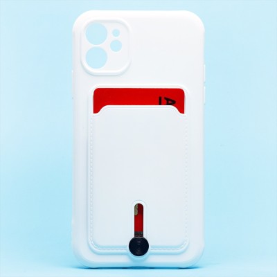 Чехол-накладка для Apple iPhone 11 (белый) - SC304 с картхолдером