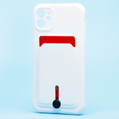 Чехол-накладка для Apple iPhone 11 (белый) - SC304 с картхолдером