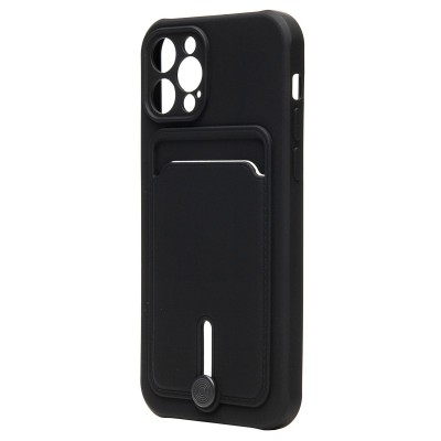 Чехол-накладка для Apple iPhone 12 Pro (черный) - SC304 с картхолдером
