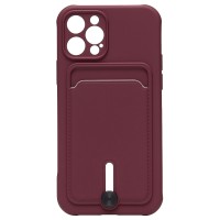 Чехол-накладка для Apple iPhone 12 Pro (бордовый) - SC304 с картхолдером