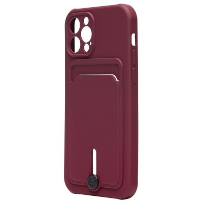 Чехол-накладка для Apple iPhone 12 Pro (бордовый) - SC304 с картхолдером