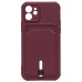 Чехол-накладка для Apple iPhone 12 (бордовый) - SC304 с картхолдером