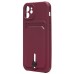 Чехол-накладка для Apple iPhone 12 (бордовый) - SC304 с картхолдером