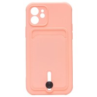 Чехол-накладка для Apple iPhone 12 (светло-розовый) - SC304 с картхолдером