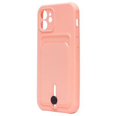 Чехол-накладка для Apple iPhone 12 (светло-розовый) - SC304 с картхолдером
