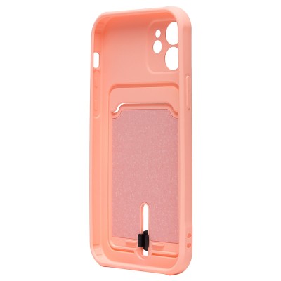Чехол-накладка для Apple iPhone 12 (светло-розовый) - SC304 с картхолдером