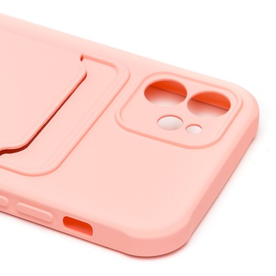 Чехол-накладка для Apple iPhone 12 (светло-розовый) - SC304 с картхолдером