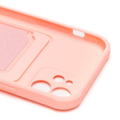 Чехол-накладка для Apple iPhone 12 (светло-розовый) - SC304 с картхолдером