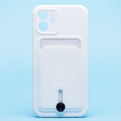 Чехол-накладка для Apple iPhone 12 (белый) - SC304 с картхолдером