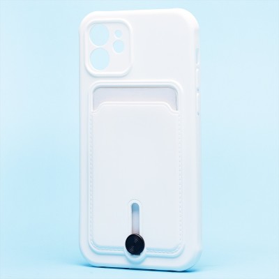 Чехол-накладка для Apple iPhone 12 (белый) - SC304 с картхолдером