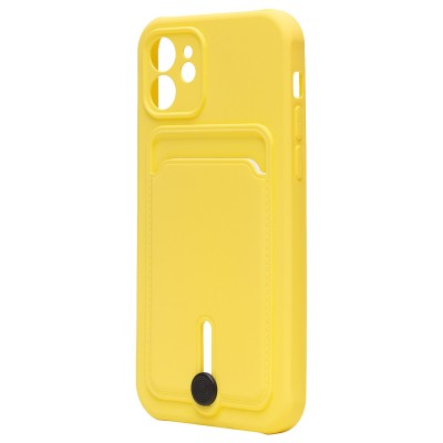 Чехол-накладка для Apple iPhone 12 (желтый) - SC304 с картхолдером